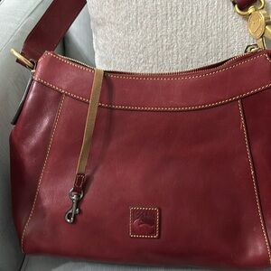 Dooney and Bourke cranberry smooth leather shoulder bag w/ wallet(not D&B).